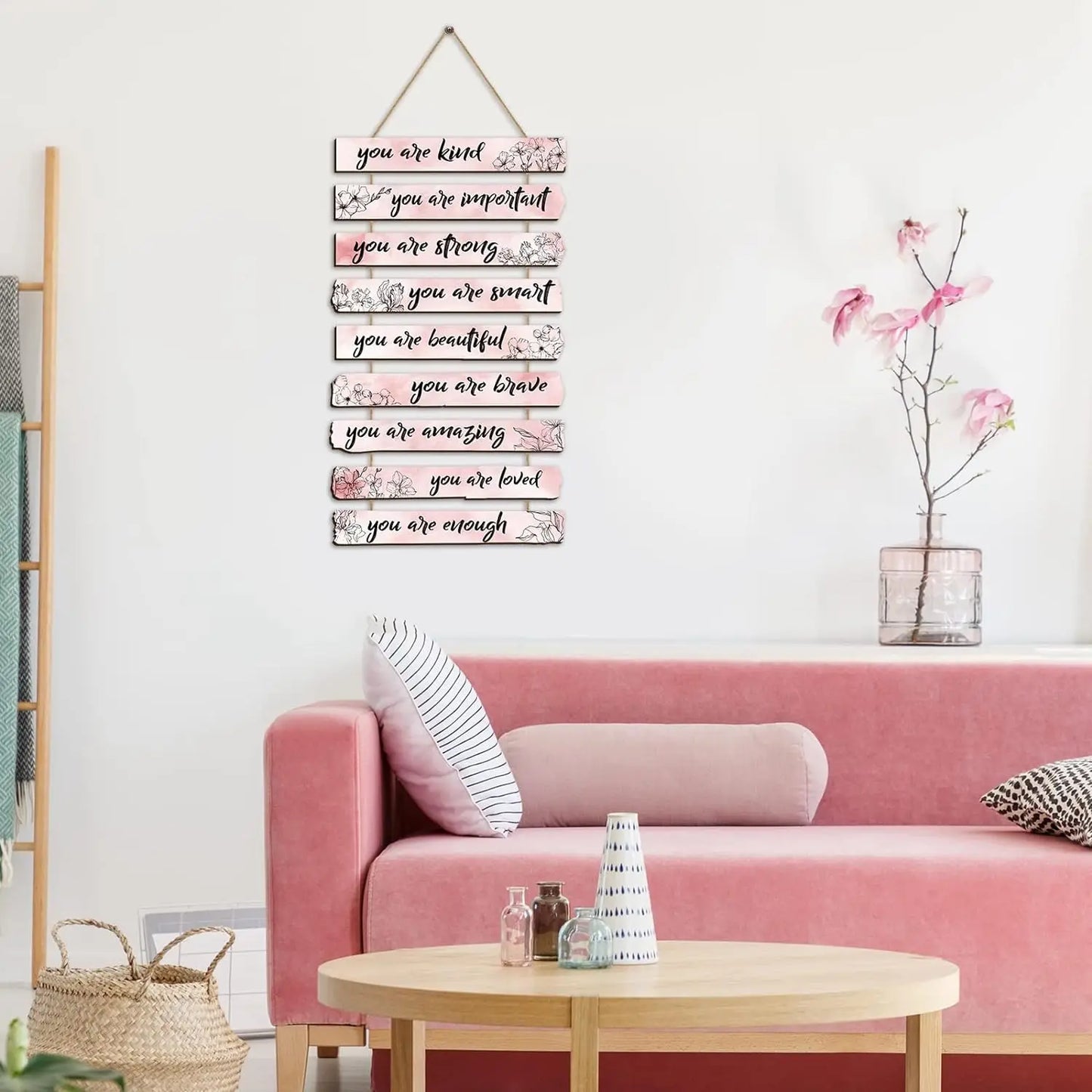 1Set Inspirational Floral Wall Decor You Are Amazing Beautiful Love Quotes Wooden Art Wall Sign Positive Home Decors for Bedroom
