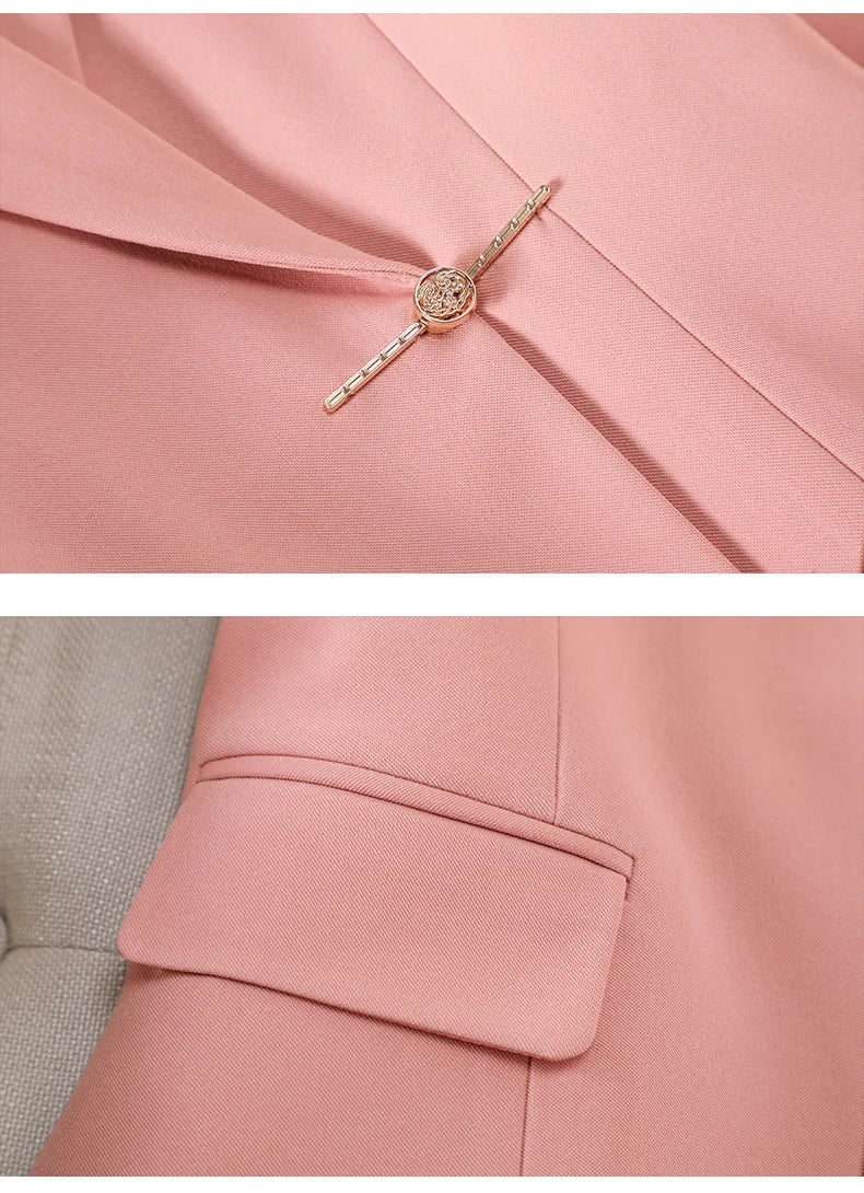 ZJYT Elegant Woman 2 Piece Set Outfit Full Sets Lady Spring Classic Women's Blazer Pants Suit White Formal Office Wear Plus Size