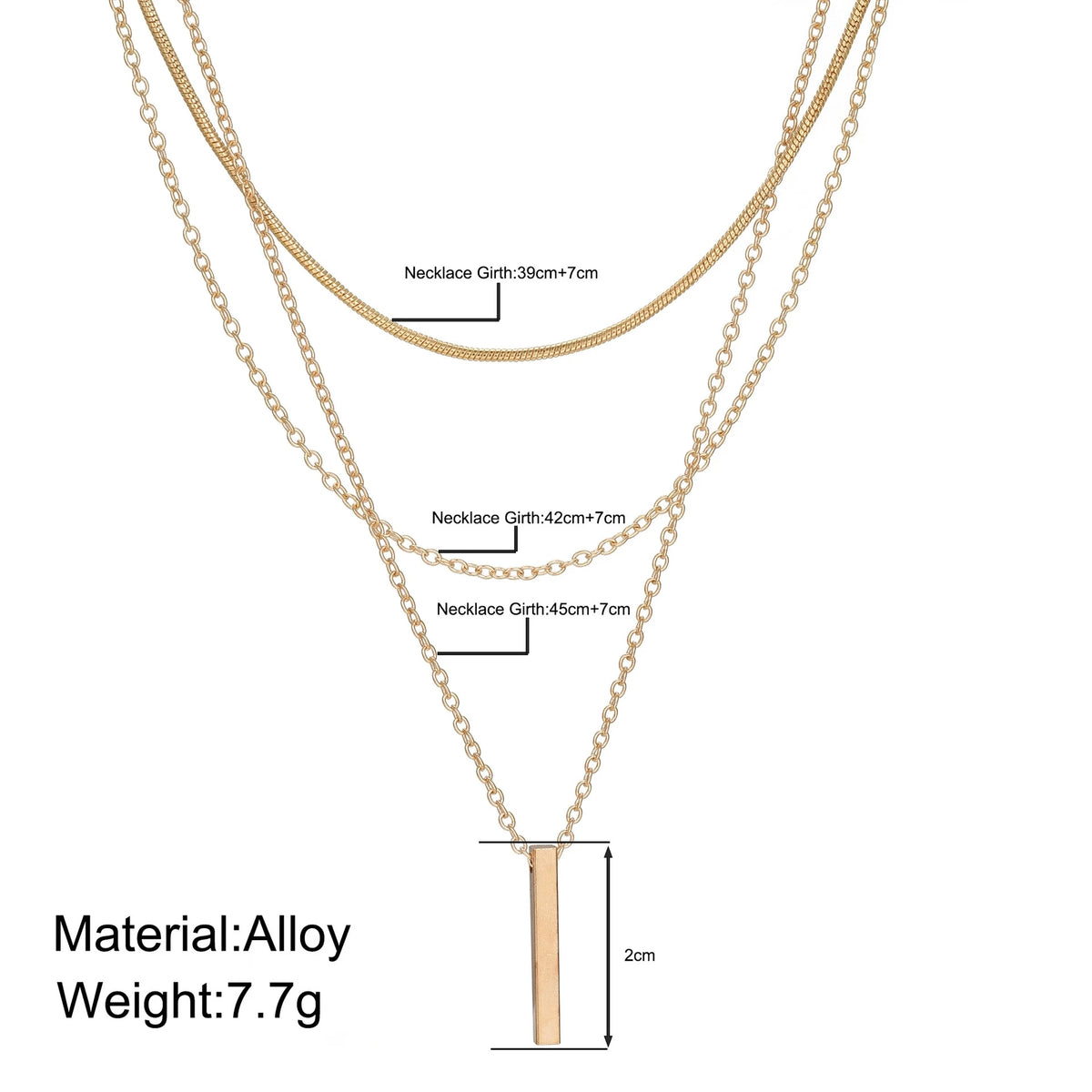 Collier Pendentif Barre Métal Multicouche | Or Chaîne Clavicule | Port Quotidien | Bijou Femme