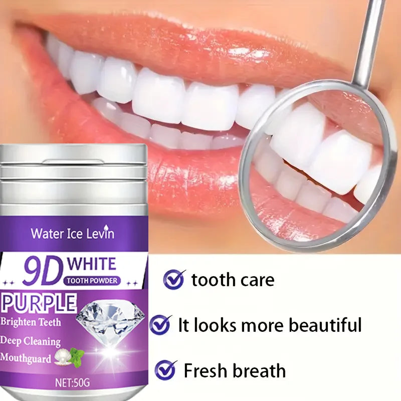 Poudre Dentaire 9D Formule Violette Brightening | Blanchit & Nettoie les Dents | Haleine Fraîche | 2-3 min/jour