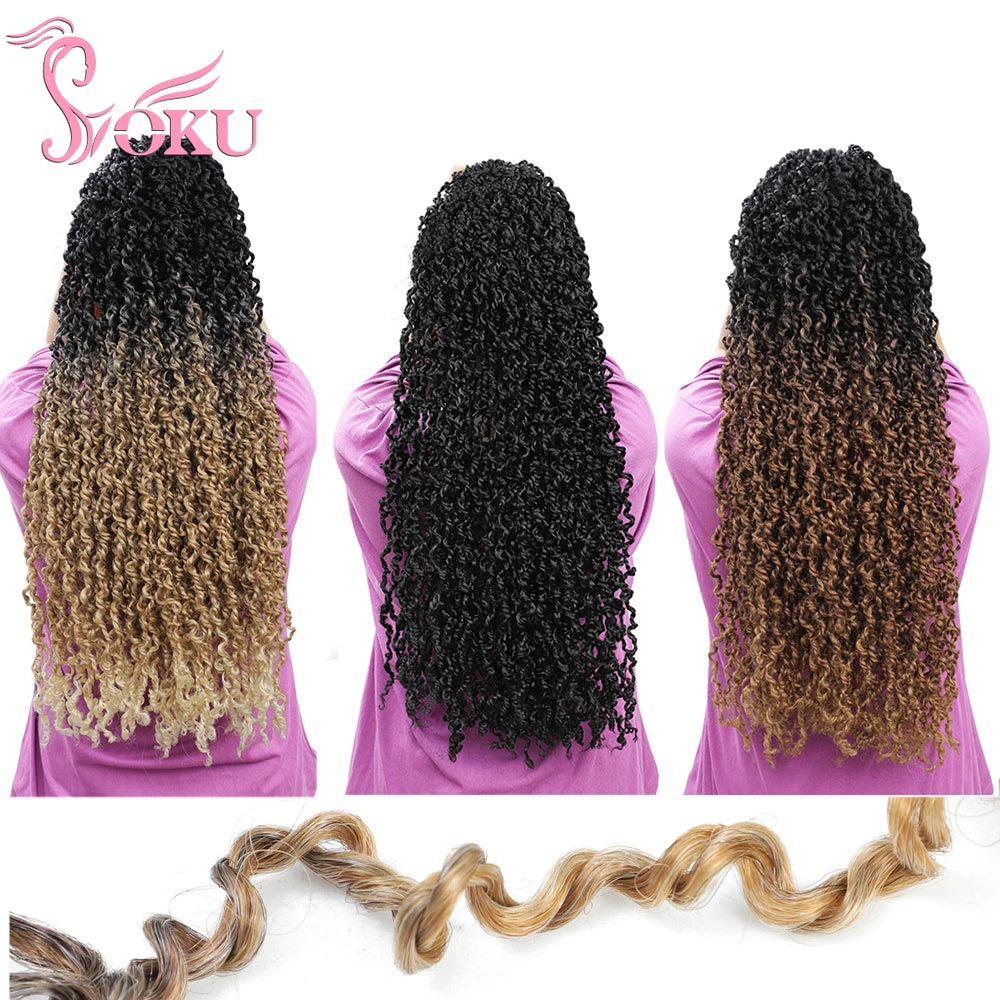 Tresses Crochet Senegalese Twist Bouclées | Brun Ombre Synthétique | Water Wave | Afro Femme | Passion & Majesty Twist