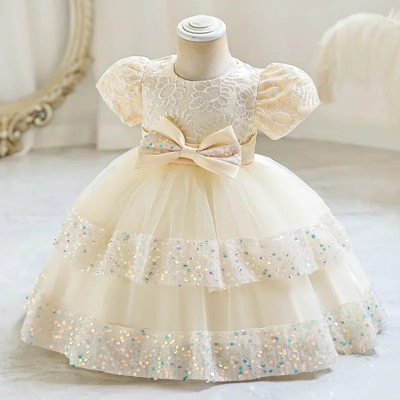 Fashion Bow Girls Party Dresses Cotton Short Sleeve Children Clothing Bridesmaid Dresses Summer Kids Dresses for Girls 1-6 Years