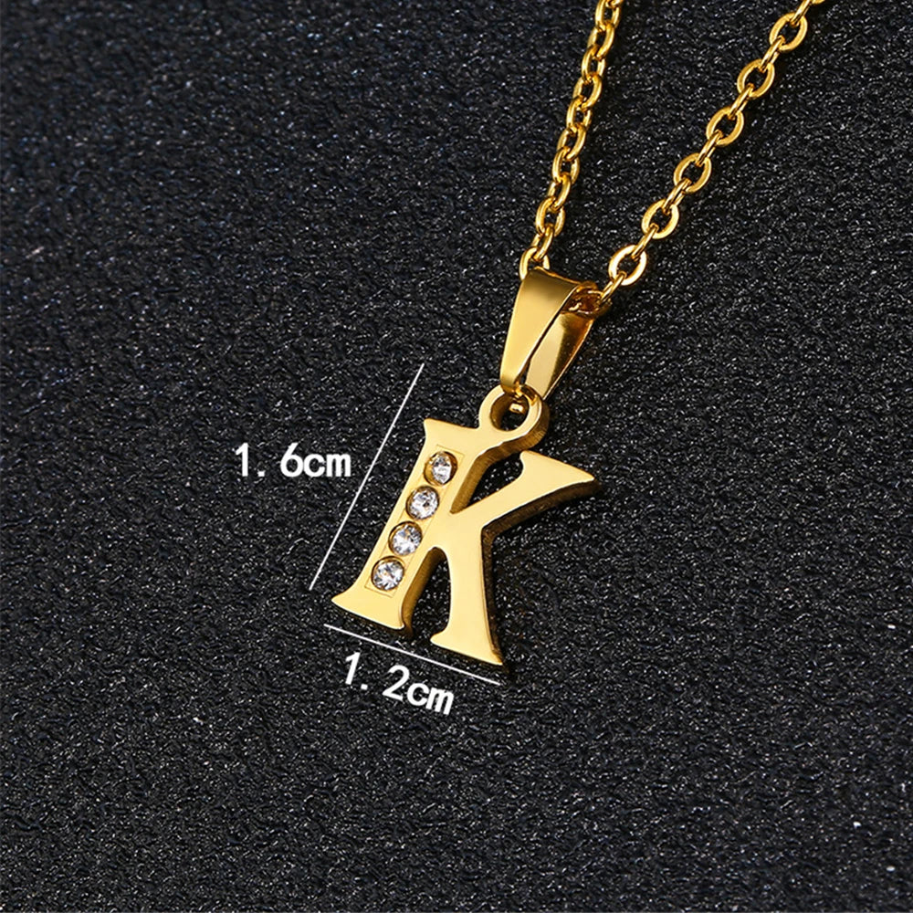 Initial A-Z Letter Name Pendant Necklace Gold Color Stainless Steel Small Alphabet Necklace For Women Jewelry Birthday Gift