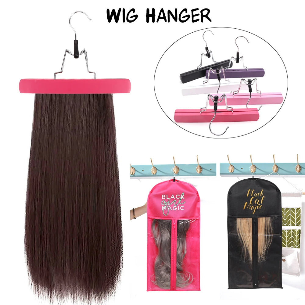Cintre Bois Rangement Perruques & Extensions | Porte-Perruque Multiple | Organisateur Salon