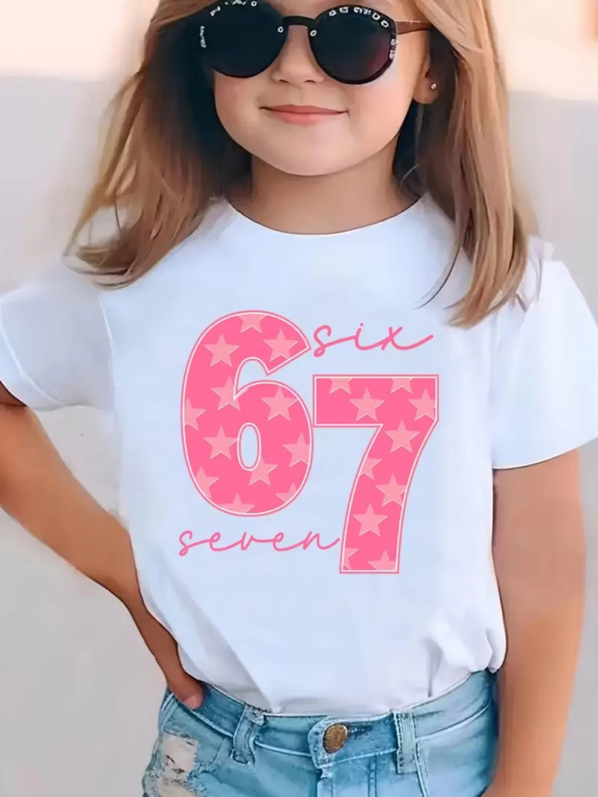 Boys & Girls 6 & 7 Number T-Shirt - Soft Breathable Tee with Neon Glow-in-the-Dark 6 & 7 Design, Machine Washable Spring Summer