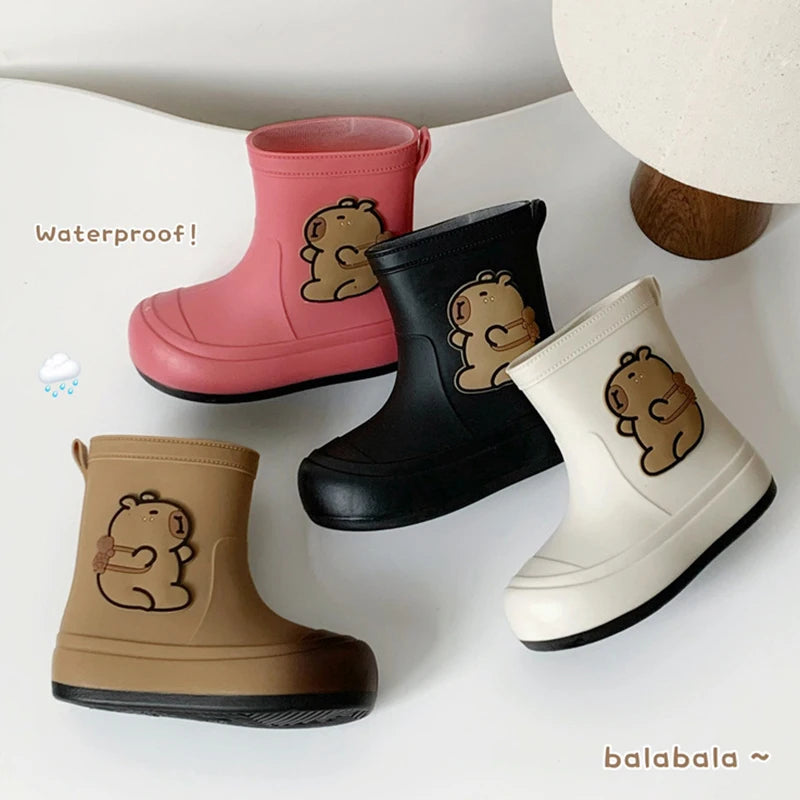 Kids Rain Boots Cartoon Waterproof Rubber Shoes Anti-slip Outdoor Rain Footwear for Boys Girls Ages 3-12