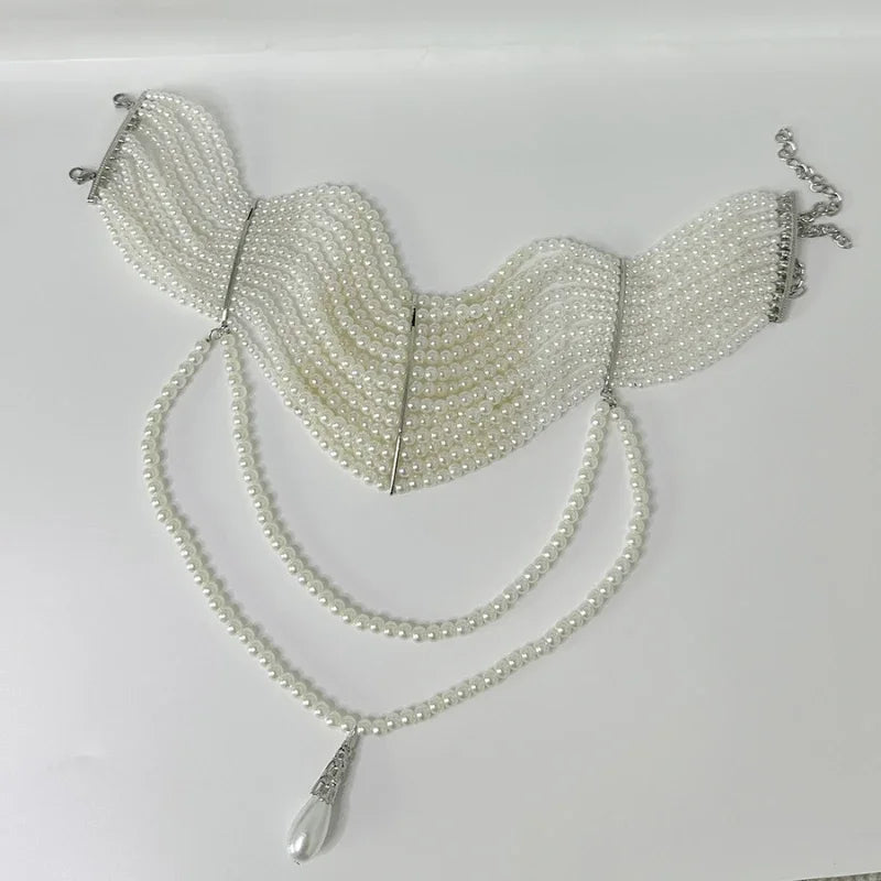 Modern Jewelry European and American Design Multi-Layer Simulated Pearl Tassel Pendant Necklace For Women 2025 New Hot Sale