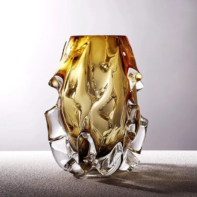 Vase Verre Élégant Base Bois | Plante Hydroponique | Décoration Bureau & Maison