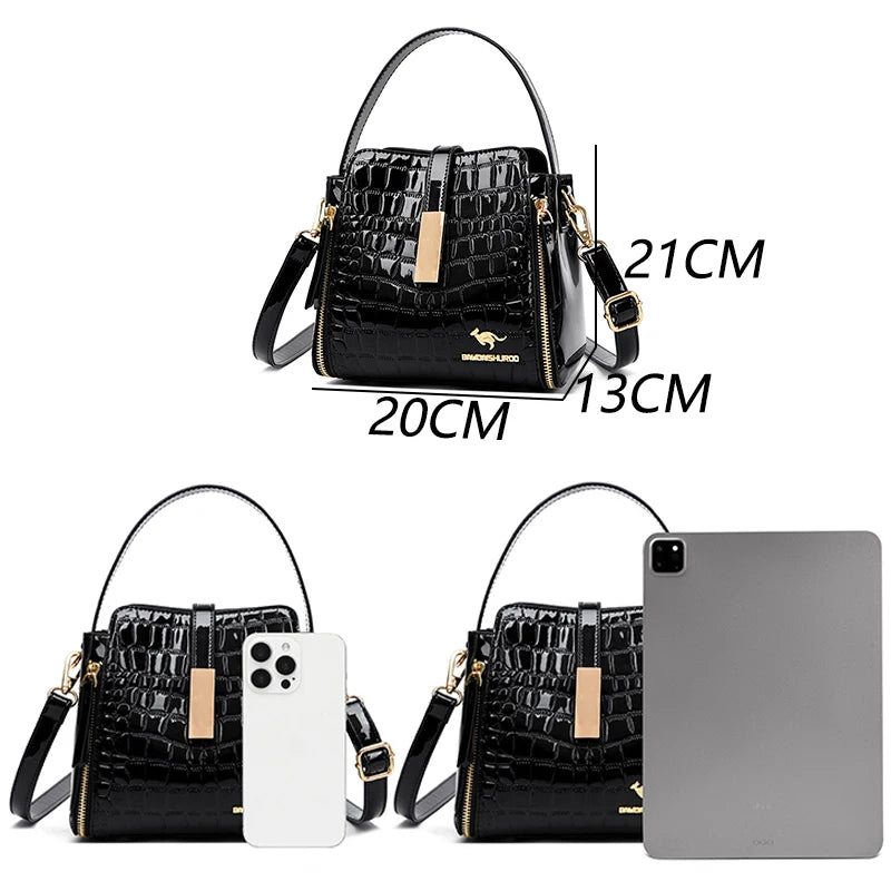 Sac à Main Femme Retro | Motif Crocodile Designer | Sacoche & Bandoulière | Cuir | Clutch Élégant