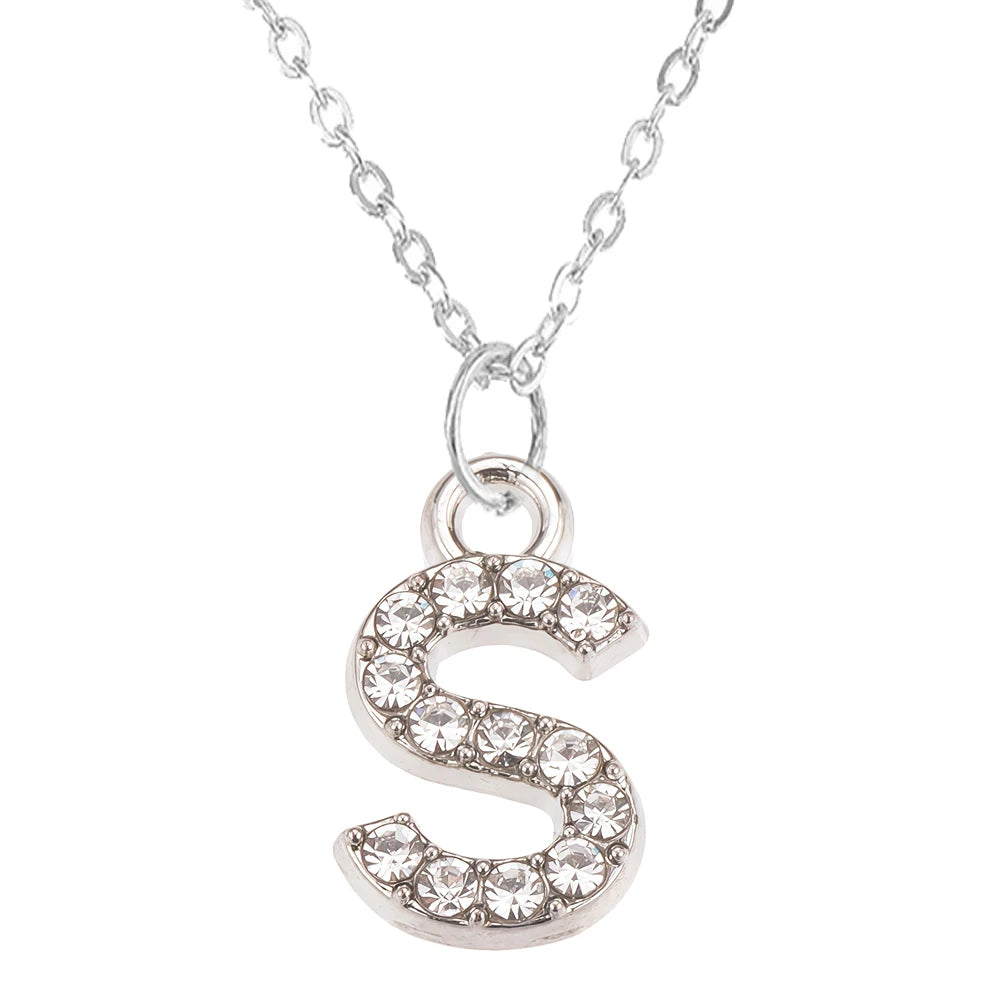 Collier Pendentif Lettre Brillant A-Z | 26 Initiales | Chaîne Clavicule | Bijou Saint-Valentin & Cadeau