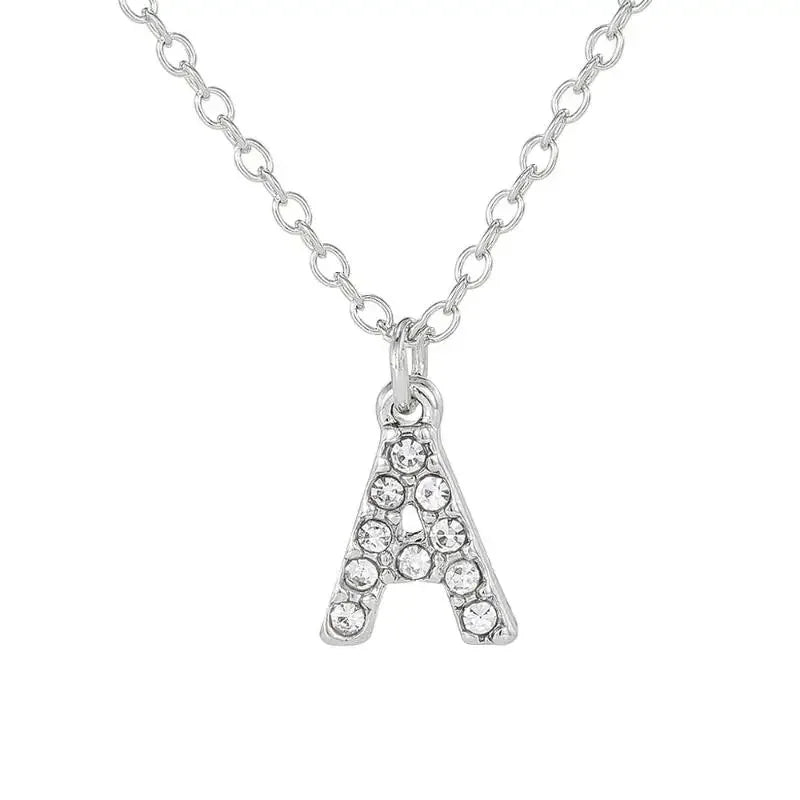 Fashionable Shiny A-Z Letter Pendant Charm Necklace 26 Initial Alphabet Name Clavicle Chain Party Jewelry Gift