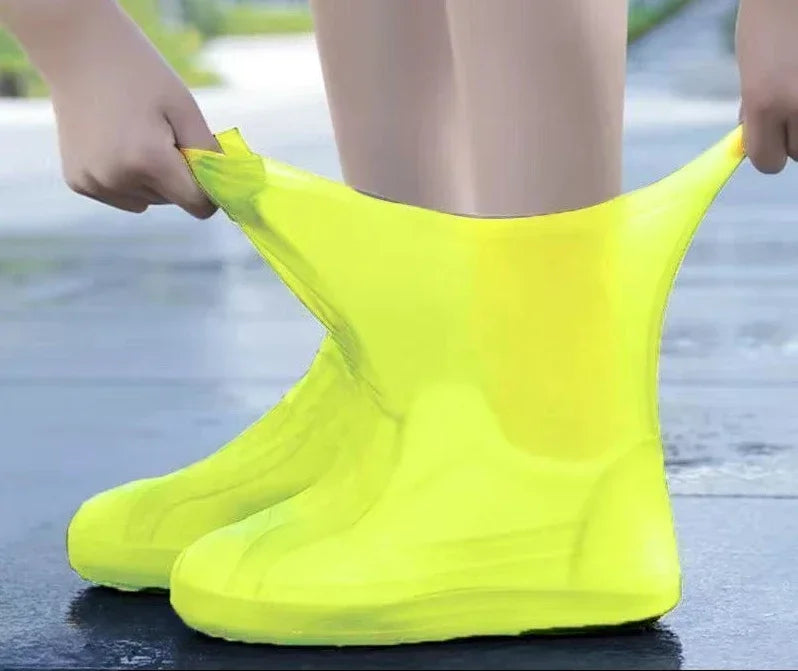 1 Pair Silicone Waterproof Shoe Covers Slip-resistant Rubber Rain Boot Rain Gear Overshoes Accessories for Outdoor Rainy Day