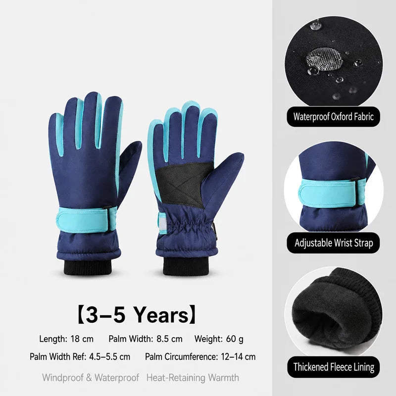 Gants de Ski Hiver Enfant | Imperméables Coupe-Vent | Doublure Polaire | Garçon & Fille 3-15 ans