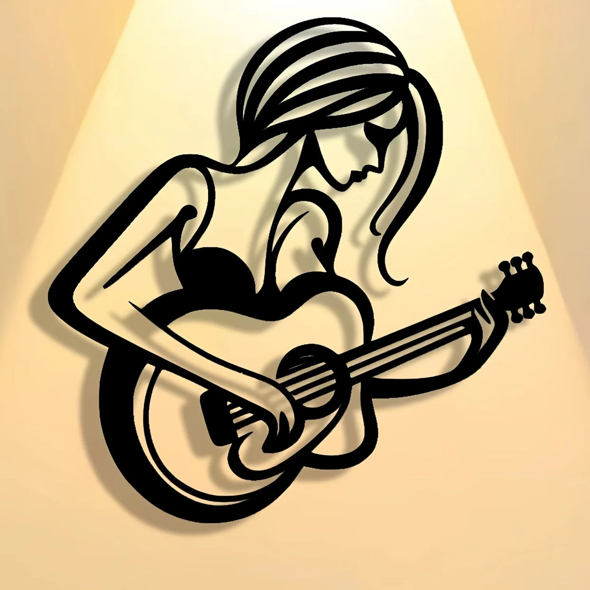 Art Mural Métal Guitariste Abstrait | Décor Café & Bar | Cadeau Amateurs de Musique