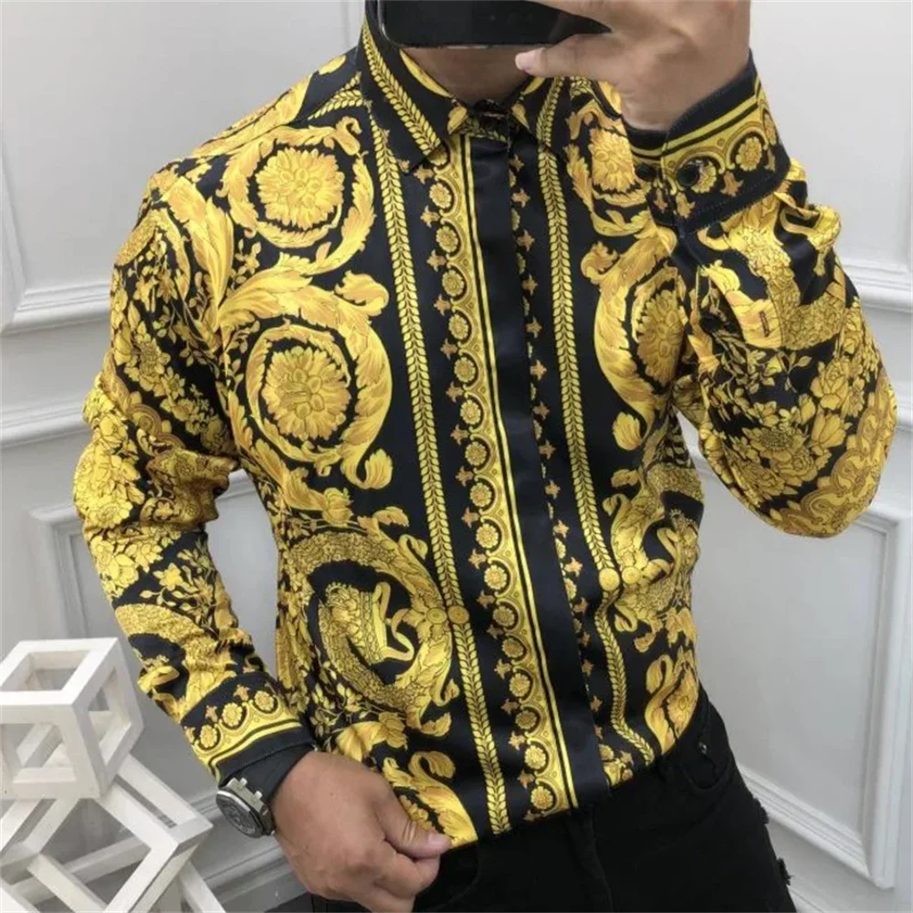 Chemise imprimée à manches longues pour homme | S à 5XL