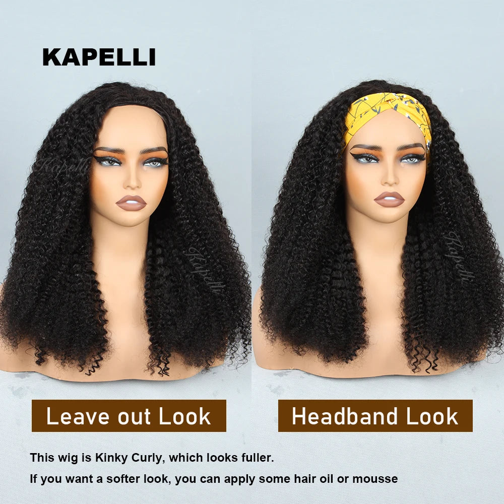 Demi-Perruque Cheveux Humains 180% | Kinky Curly | Invisible Hairline | Cordon Coulissant | 3 en 1