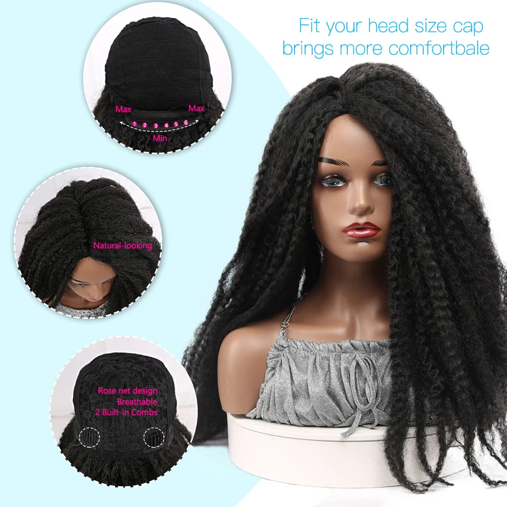 Perruque Marley Braid | 18 Pouces | Synthétique Dreadlock | Afro Kinky Naturelle | Tressage | Femme