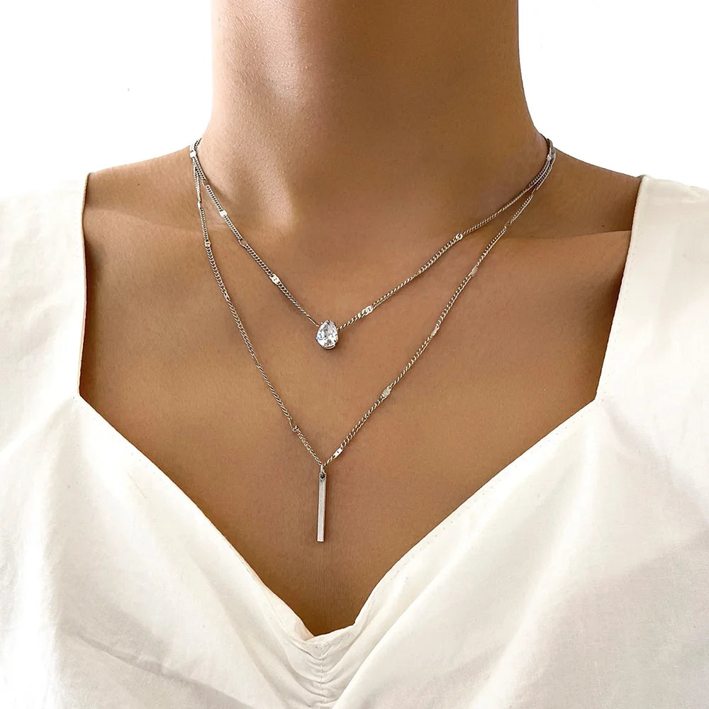 Collier Vintage Multicouche Femme | Chaîne Pendentif | Bijou Esthétique Tendance | Cadeau Mode