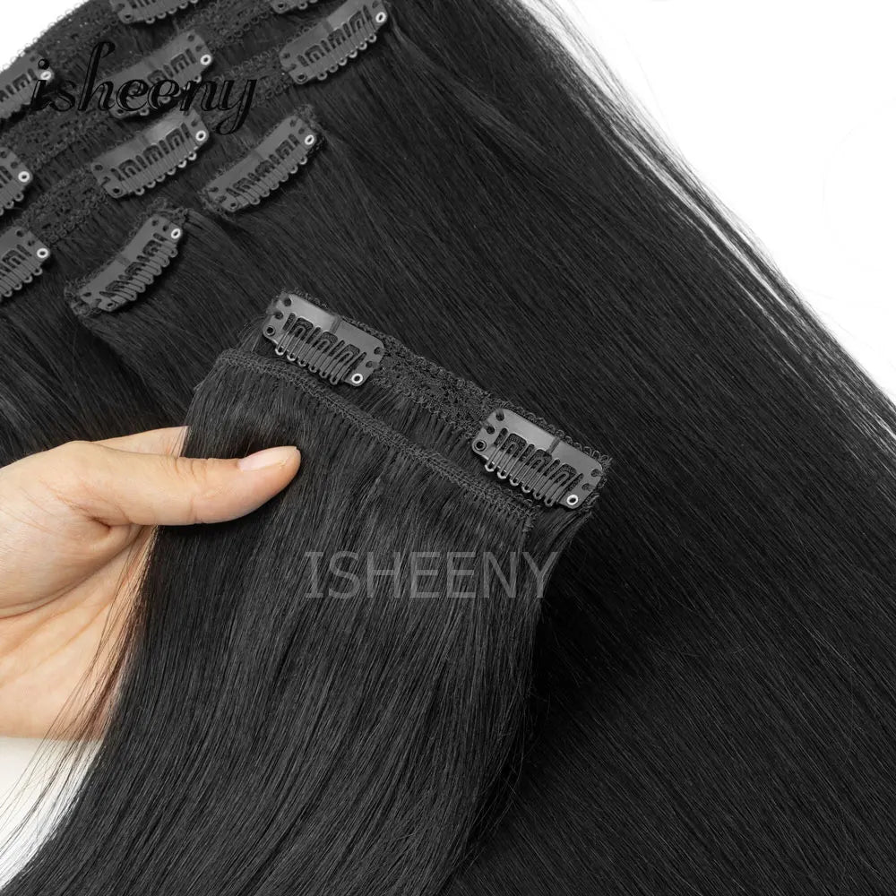 Extensions à Clips Cheveux Humains | Blonde Naturelle Brésilienne Remy | 12-20 Pouces | 7 Pièces/Set