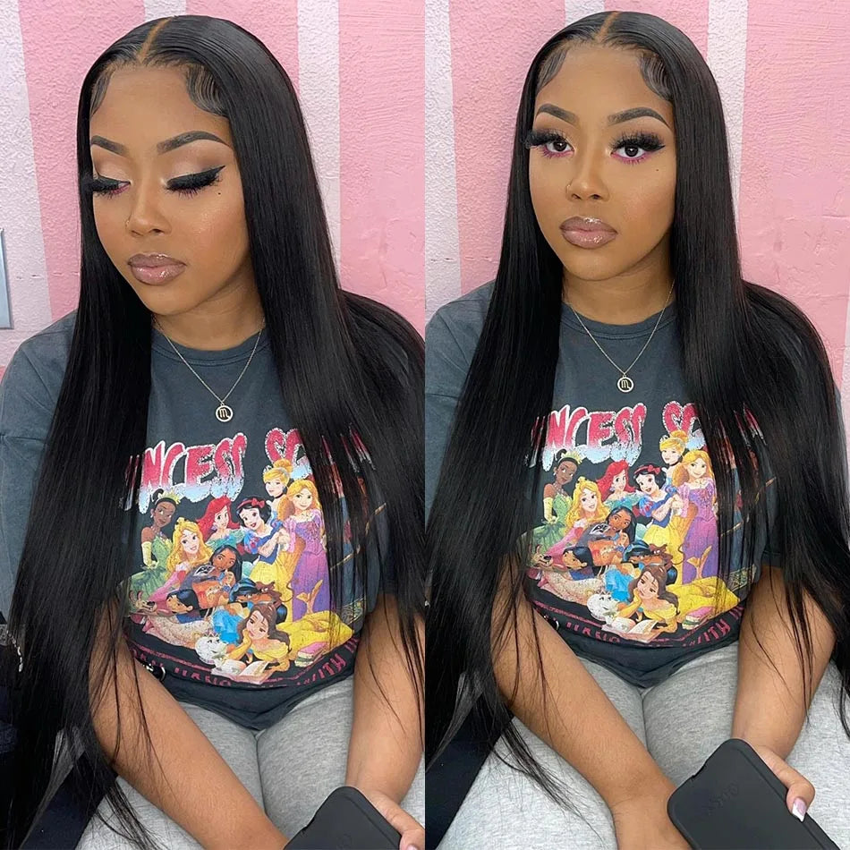 HD Lace Frontal Wig 13x6 13x4 Lace Front Wig Human Hair 30Inch Bone Straight Transparent Lace Human Hair Wigs 4x4 HD Closure Wig