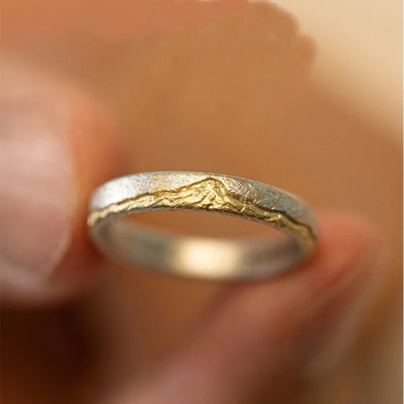 Men's Ring 925 Sterling Silver Jewelry Adjustable Trendy Gold Mountain Design Ring Male Index Finger Accessories