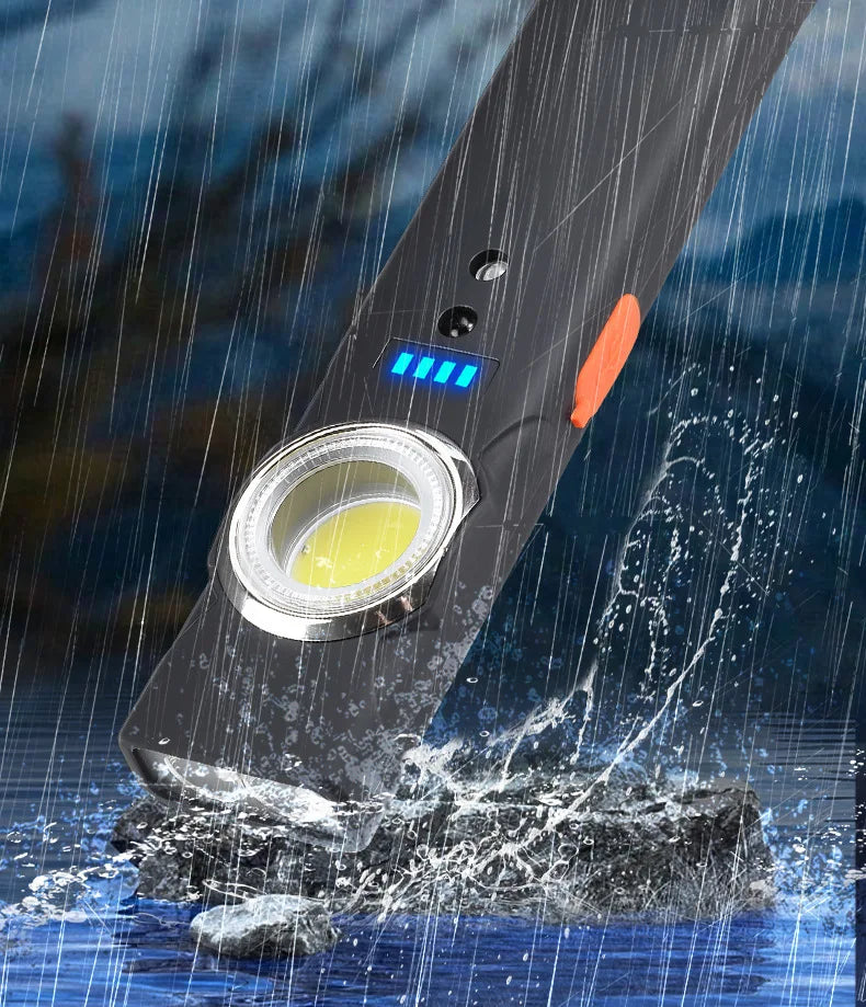 Mini Portable Rechargeable LED Torch Light, Waterproof Outdoor Work Pocket Flashlight with Magnetic Grip, Compact LED Flashlight