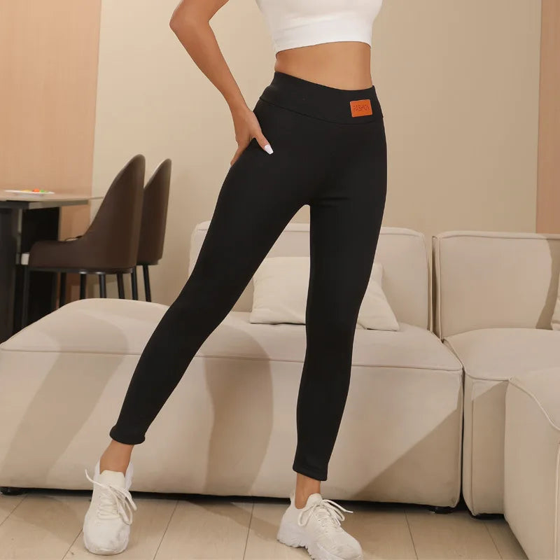 Legging Femme Hiver Épais Chaud | Agneau Cachemire | Taille Haute Polaire | Slim Velours