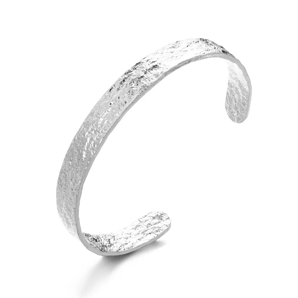 Exquisite Classic Bump Pattern Opening Bangles Bracelet For Women Cuff Bracelet Gold Color Stainless Steel Hand Ornament Gift