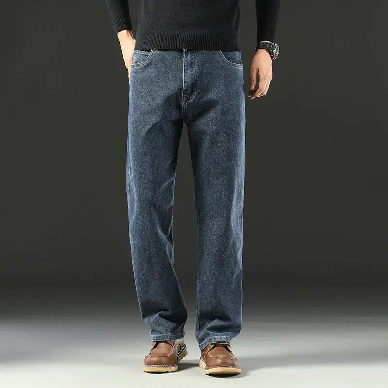 Jean droit ample en denim pour homme | Taille mi-haute