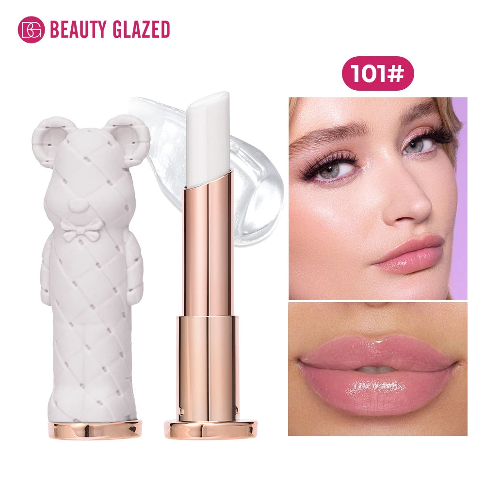 Beauty Glazed Bear Moisturizing Lipstick, Colored Lip Balm, Nourishing Lip Stick, Easy to Color, Watery