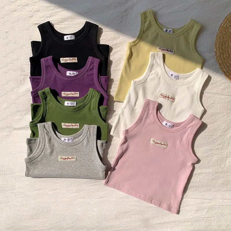 Fashion Children T-shirt For Girls Boys Cotton Vest Tops Kids Summer Clothes Sleeveless T-shirt