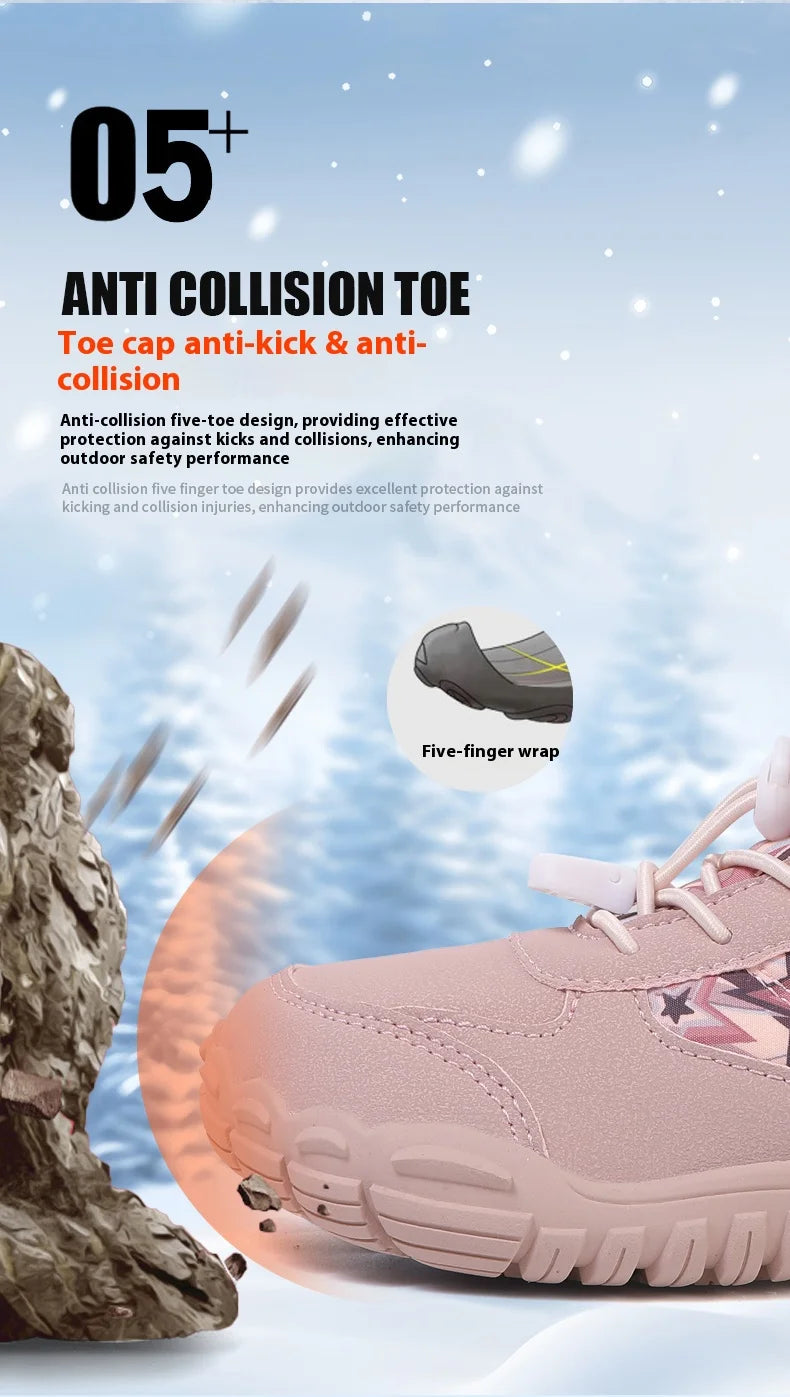 Bottes de Neige Enfants Pieds Nus | Bout Large | Imperméables Fourrure | Froid Extérieur | Garçons & Filles