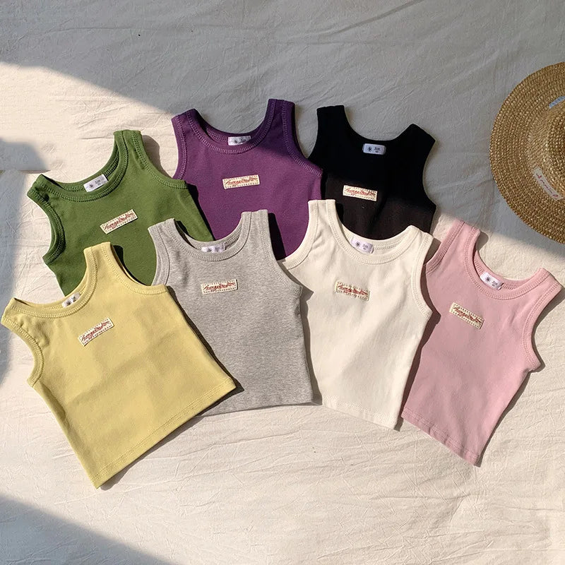 Fashion Children T-shirt For Girls Boys Cotton Vest Tops Kids Summer Clothes Sleeveless T-shirt