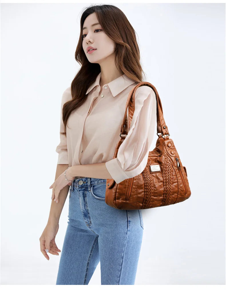 Fashion Leather Handbag for Women Shoulder Bags Genuine Sheepskin Crossbody Bag for Women Messenger Bag Tote Moms Bag