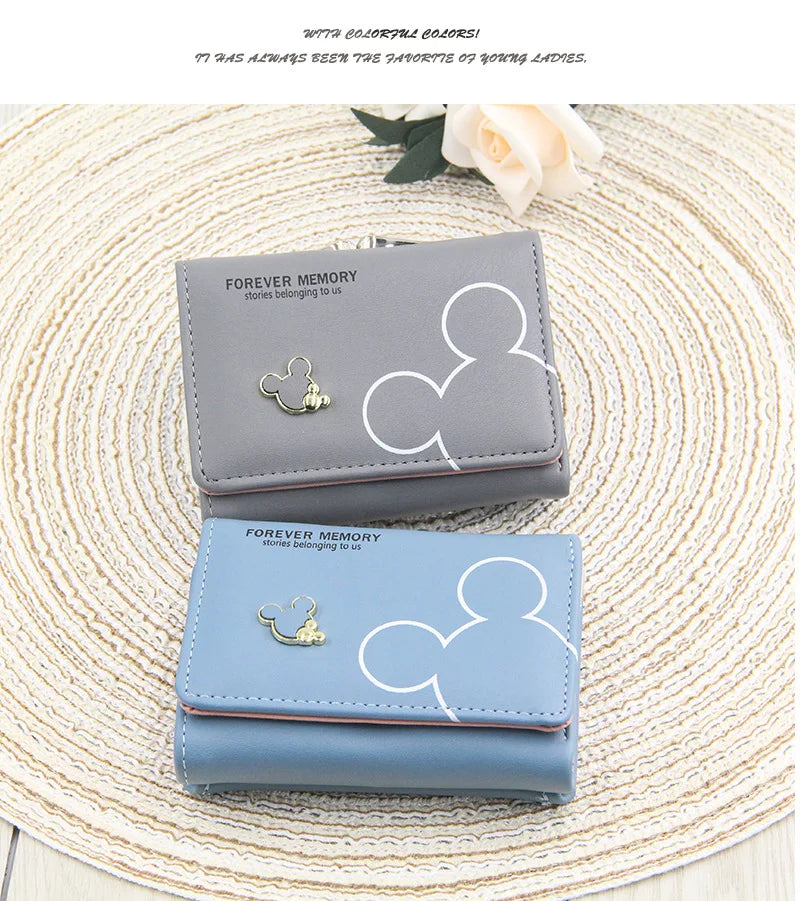 Portefeuille Femme & Fille | Dessin Animé Lettres | Porte-Monnaie Tri-Pliable Court | Mode Tendance