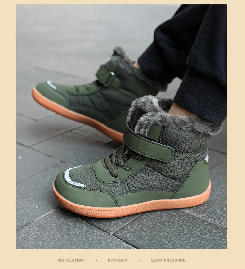 New Kids Wide Toe Barefoot Snow Boots | Boys/Girls Winter Minimalist Sneakers | Girls Boys Warm Boot Toddler Little Big Kids