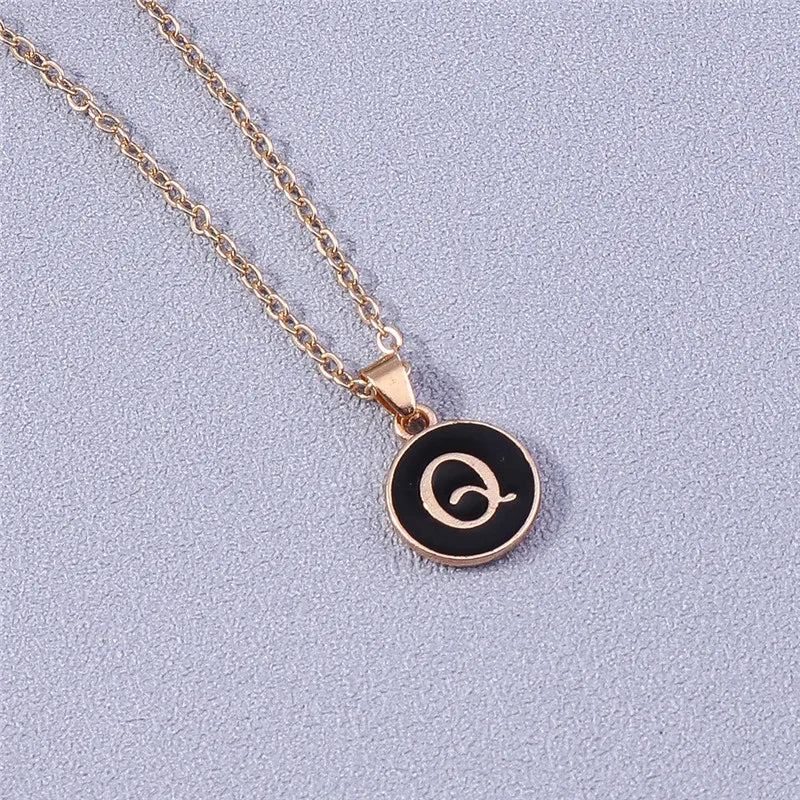 Collier Pendentif Initiales Femme | 26 Lettres A-Z Émail | Bijou Tendance Cadeau Anniversaire Fille