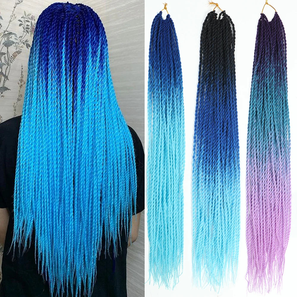Tresses Senegalese Twist Crochet 24 Pouces | Dreadlocks Synthétiques | 30 Racines | Extensions Femme