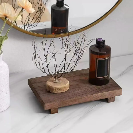 Vintage Wooden Decorative Tray, Elegant Storage Tray for Bathroom & Kitchen, Ideal for Cosmetics & Home Display