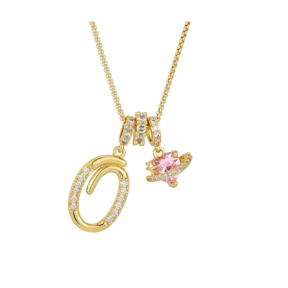 Women's Initial Heart Necklace with Customizable Name Art Design Letter Jewelry Gold Chain Set Adjustable Size Hypoallergenic