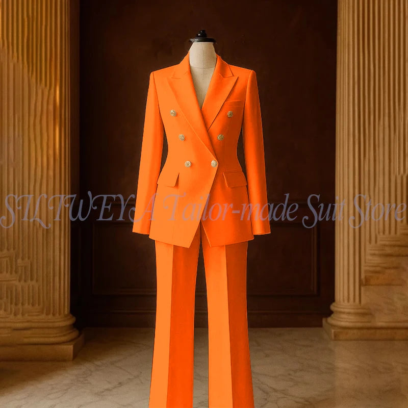 Ensemble Tailleur 2 Pièces Femme | Veste Double Boutonnage & Pantalon Droit | Élégant Bureau Toutes Saisons | Sur Mesure