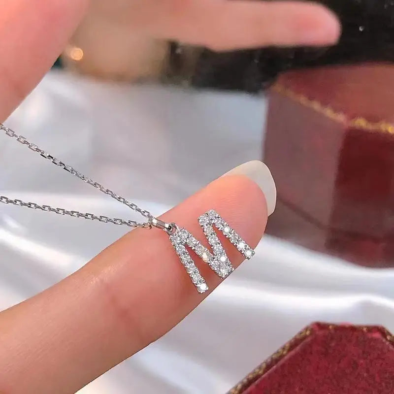 Fashionable Shiny A-Z Letter Pendant Charm Necklace 26 Initial Alphabet Name Clavicle Chain Party Jewelry Gift