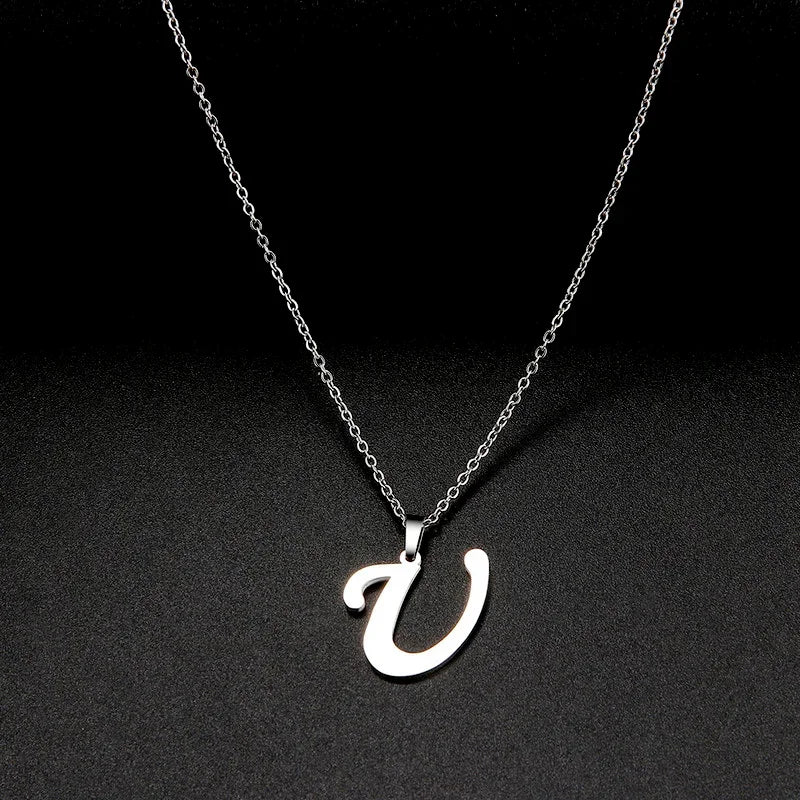 Collier Initiale Grand Alphabet A-Z | Acier 316L Minimaliste | Pendentif Femme | Cadeau Bijou
