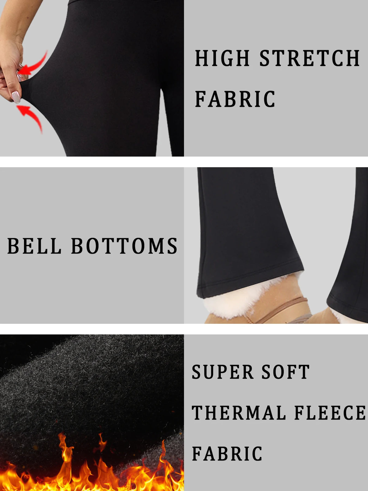 High Waisted Fleece Flare Leggings for Women - Super Soft Bootcut Pants with Tummy Control, Perfect for Yoga Practice