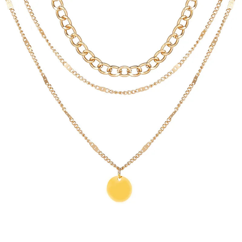 Collier Vintage Multicouche Femme | Chaîne Pendentif | Bijou Esthétique Tendance | Cadeau Mode