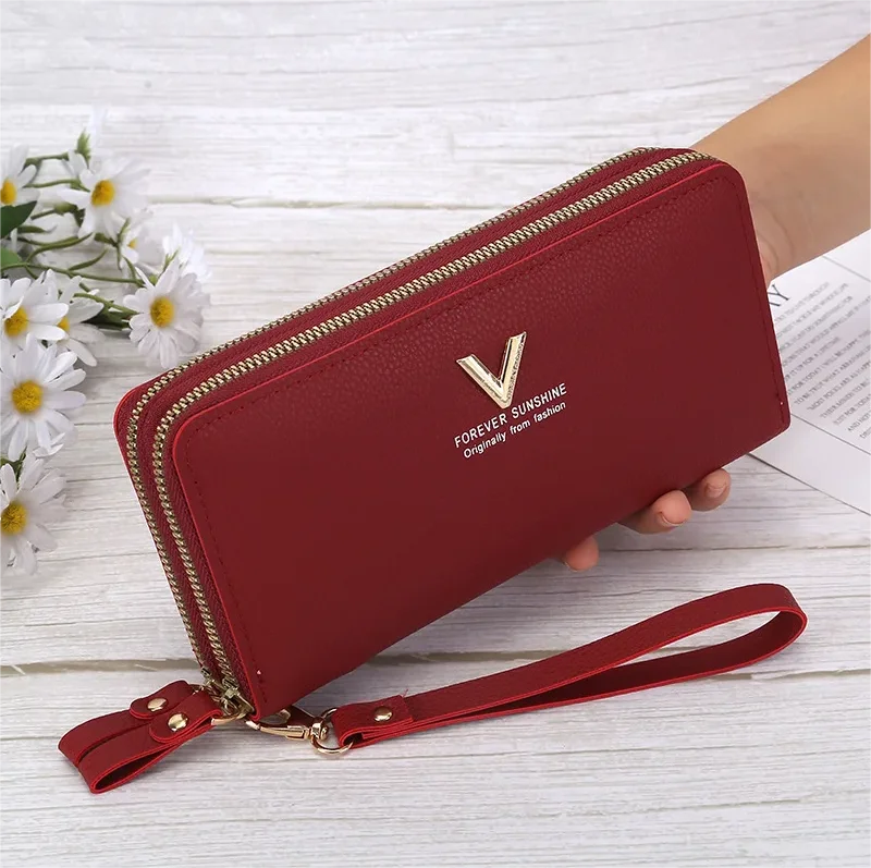 Portefeuille Long Femme | Gland Décoratif | Porte-Monnaie & Porte-Cartes | Cuir PU | Clutch