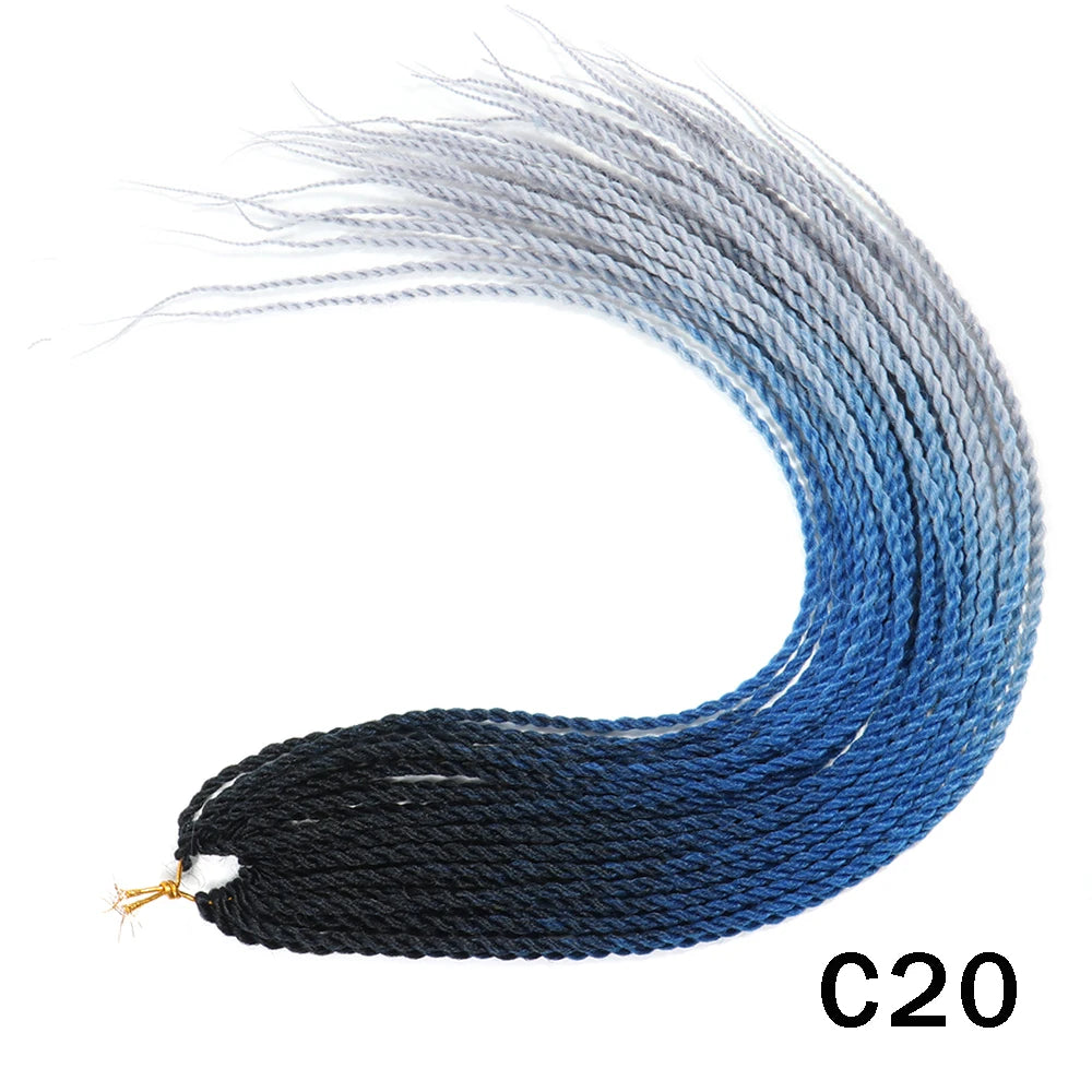 Tresses Senegalese Twist Crochet Synthétiques 24 Pouces | Brun | 30 Racines | Extensions Femme