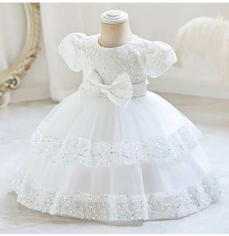 Fashion Bow Girls Party Dresses Cotton Short Sleeve Children Clothing Bridesmaid Dresses Summer Kids Dresses for Girls 1-6 Years