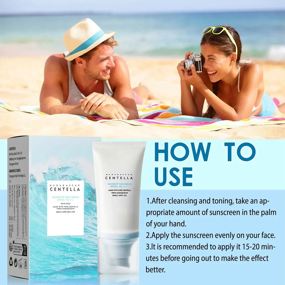 50+ Facial Sunscreen Centella Protector Solar Sunblock Skin Whitening Cream Moisturizing Protector Care Body Sunscreen