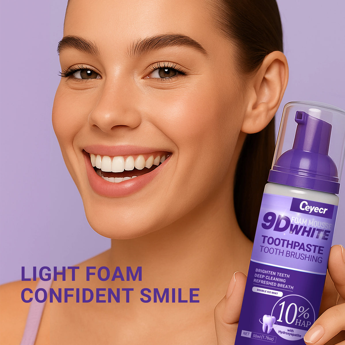 Mousse Dentifrice Blanchissante 9D | Élimine Dents Jaunes & Taches | Haleine Fraîche | Soin Dentaire